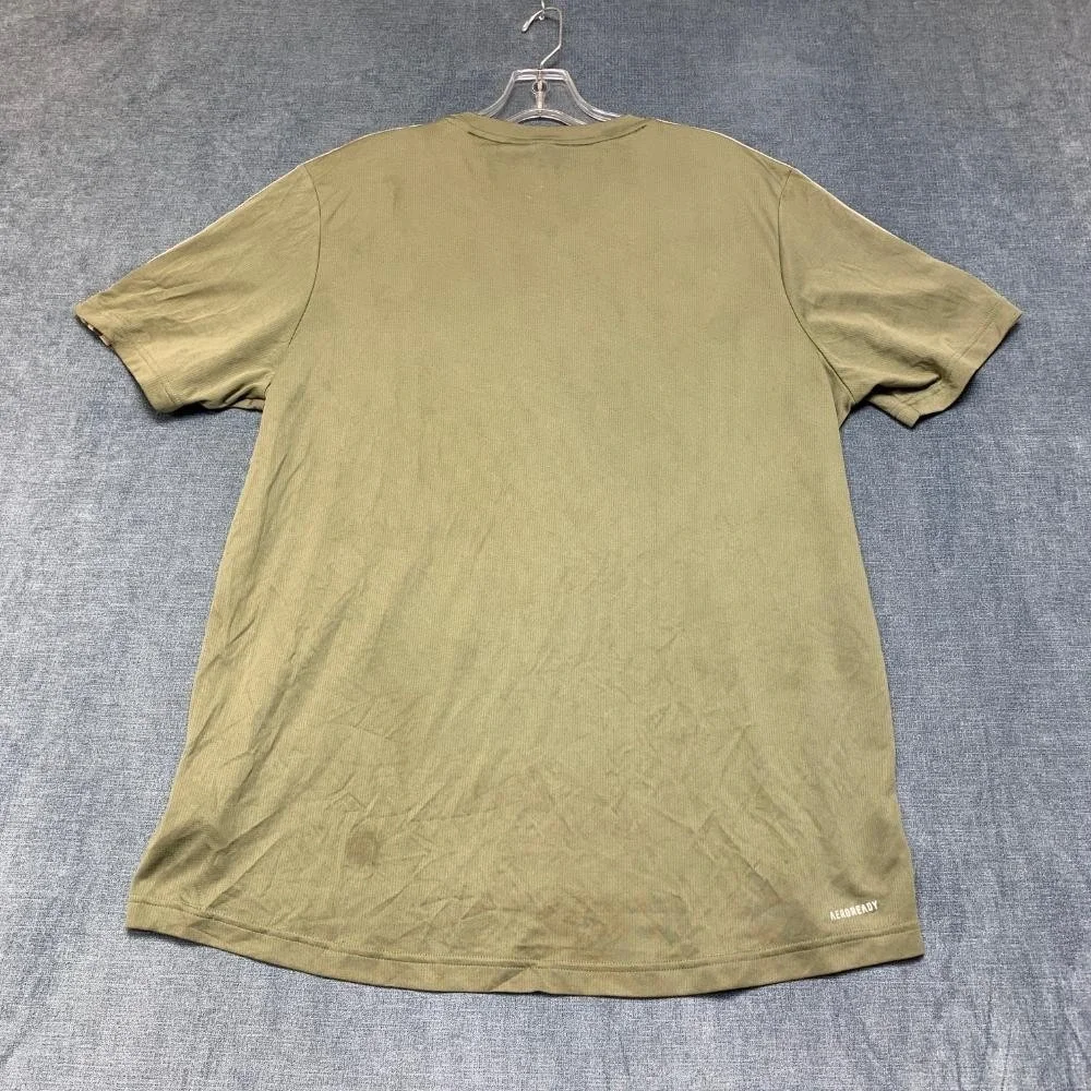 Adidas Acronym T-Shirt Mens Large Olive Green 3 Stripes Logo Casual Outdoor Tee